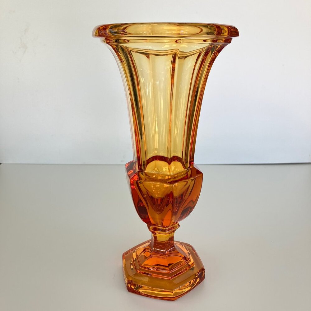 Moser Golden Amber Cadmium Tulip Trumpet Vase